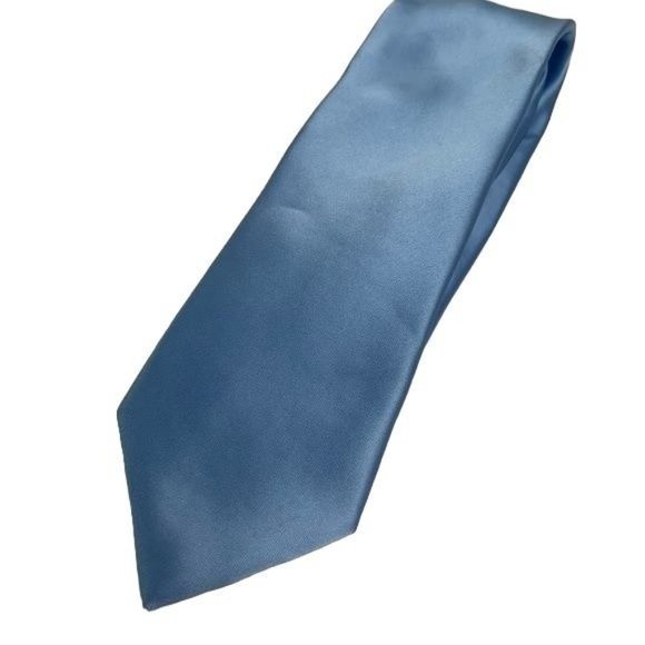 Geoffrey Beene Men's Neck Tie Light Blue Satin Finish Solid 100% Polyester - Picture 3 of 6
